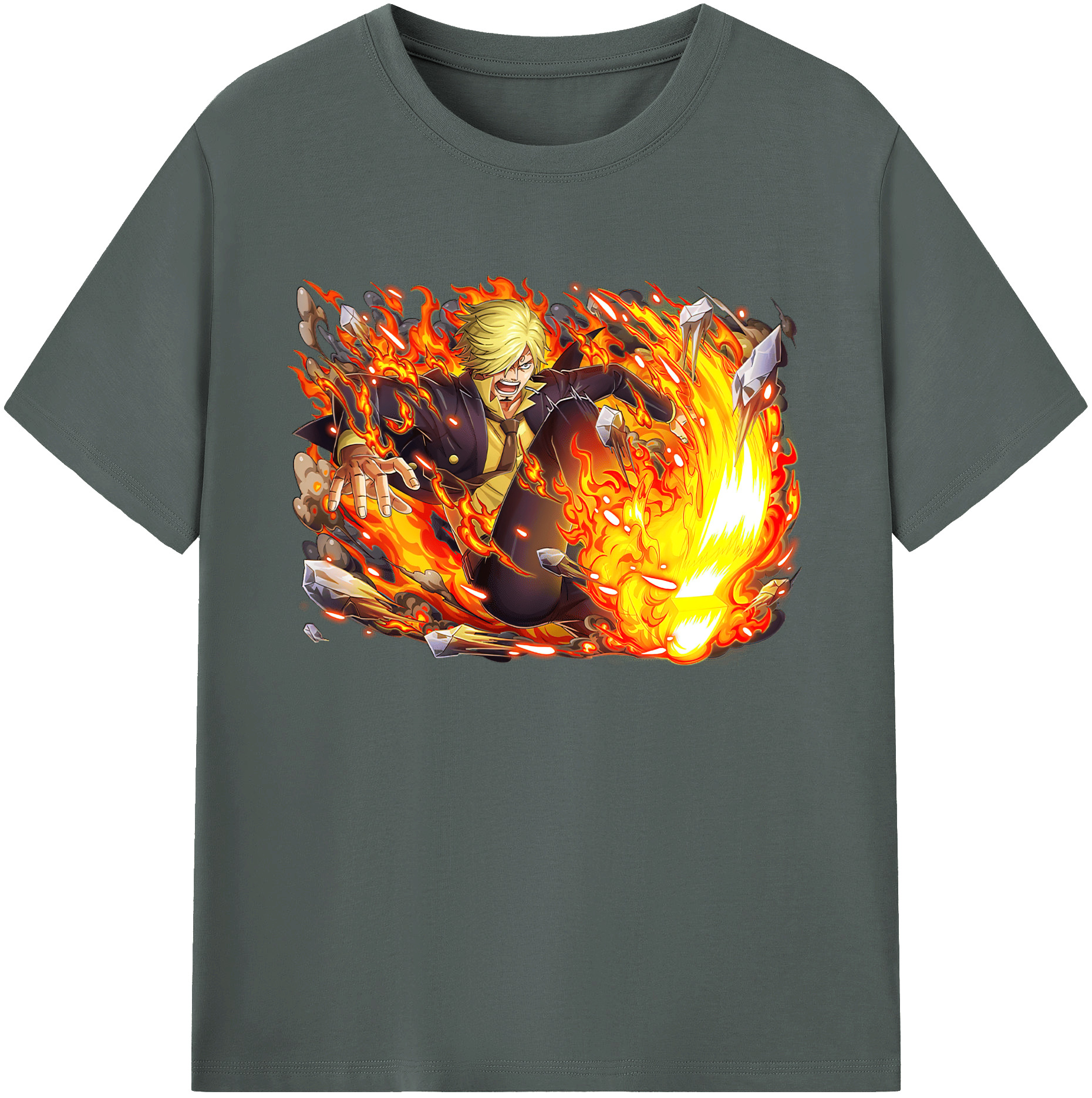 （画像用） ワンピース サンジ ONE PIECE Sanji 綿100％ メンズ半袖Tシャツ｜肌触りやわらか＆通気性